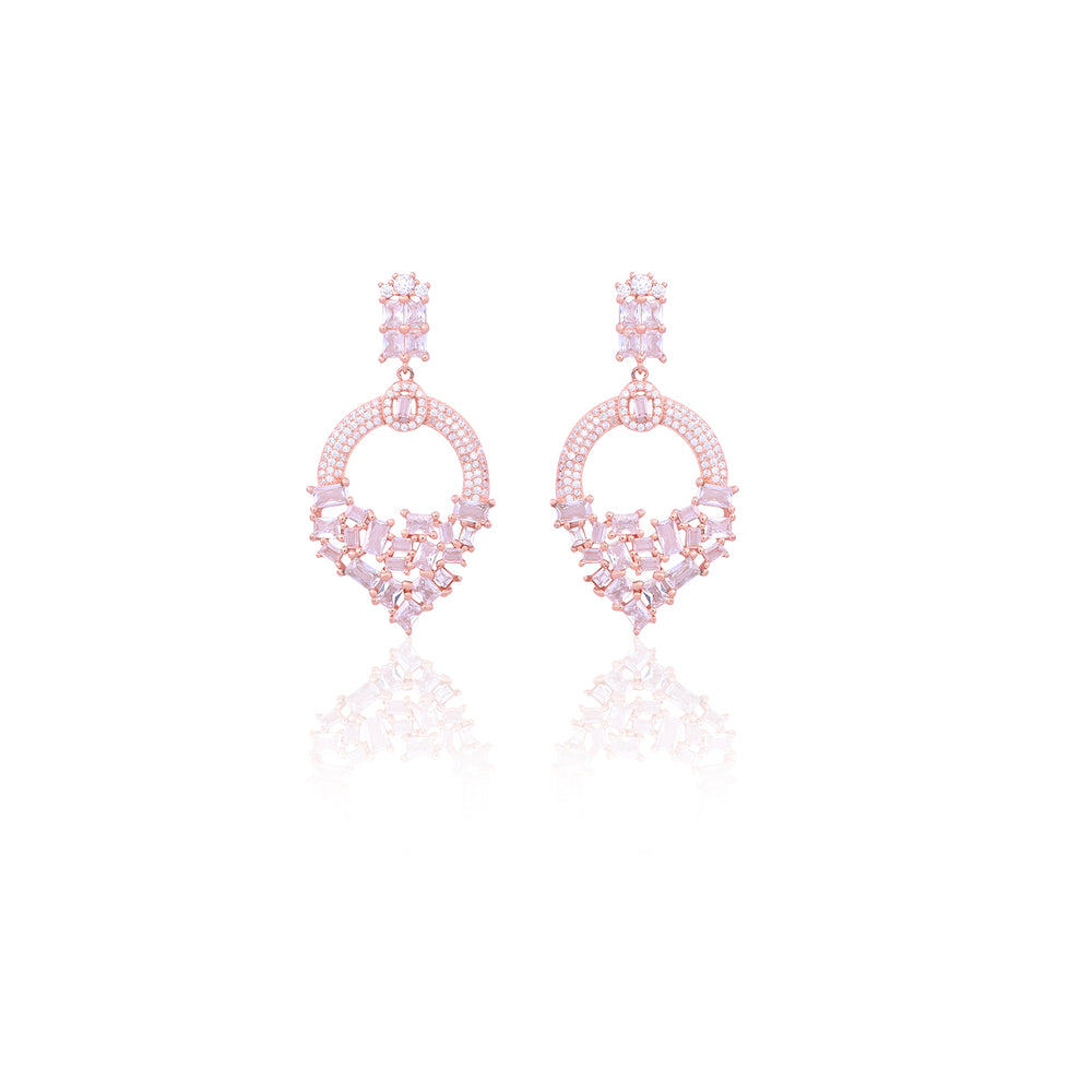 Silver Sterling CZ Hoop Drop Earrings