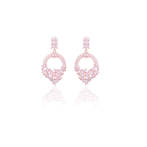 Silver Sterling CZ Hoop Drop Earrings