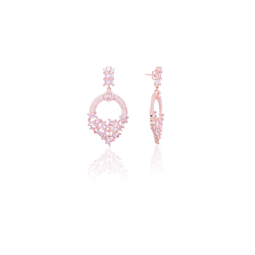 Silver Sterling CZ Hoop Drop Earrings
