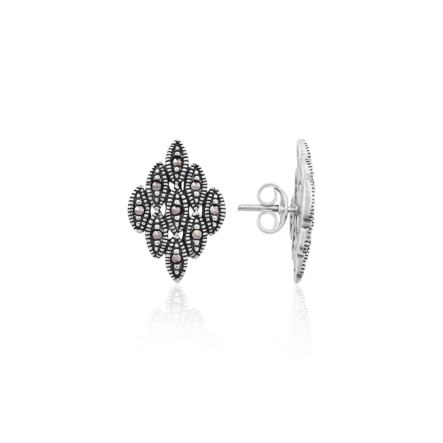 Silver Marquise Cluster Studs for Her