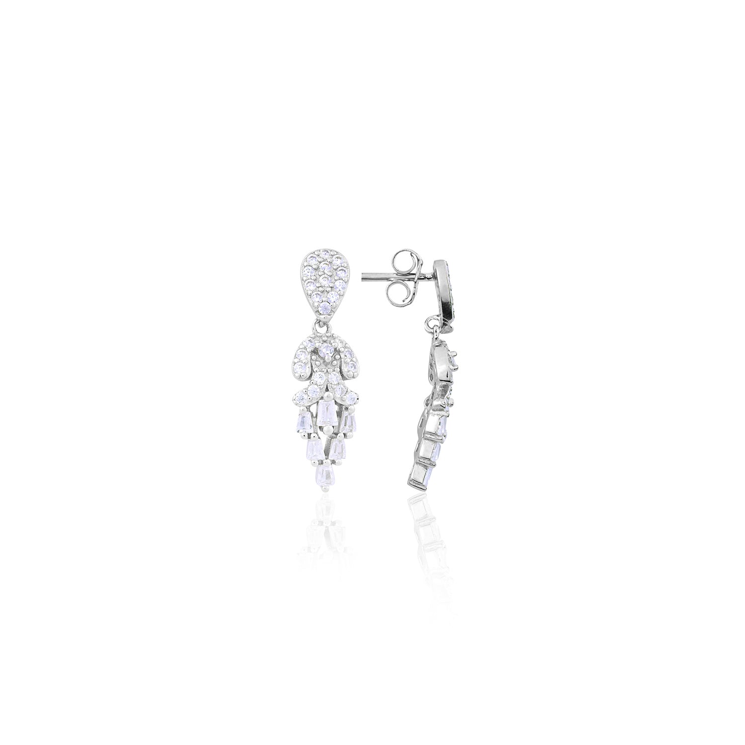 Silver Cascading Crystal Earrings