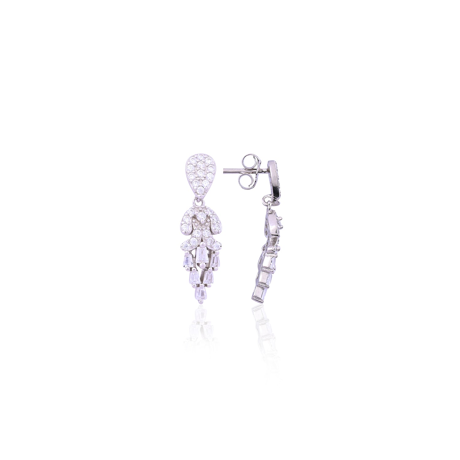 Silver Cascading Crystal Earrings