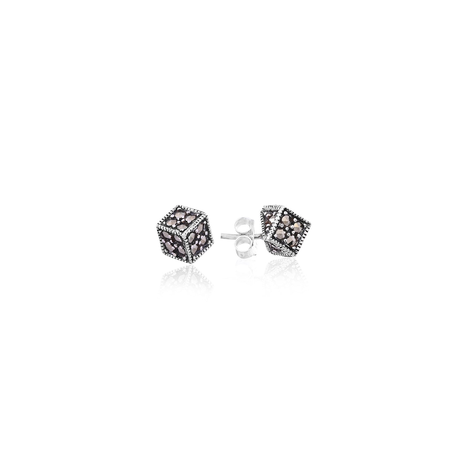 Silver Cube Studs for Her