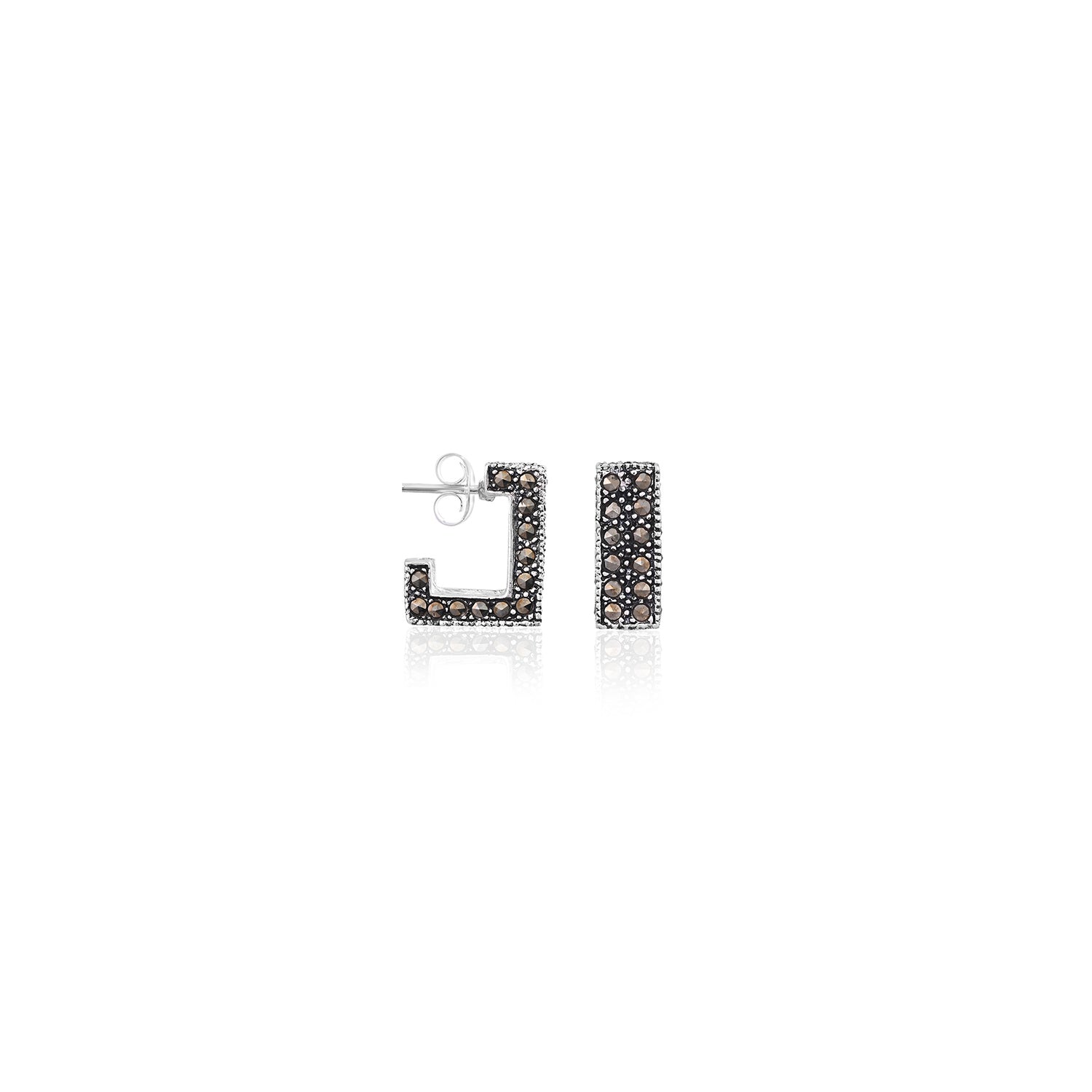 Modern Geometric Black Stone Studs