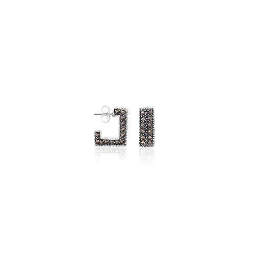 Modern Geometric Black Stone Studs