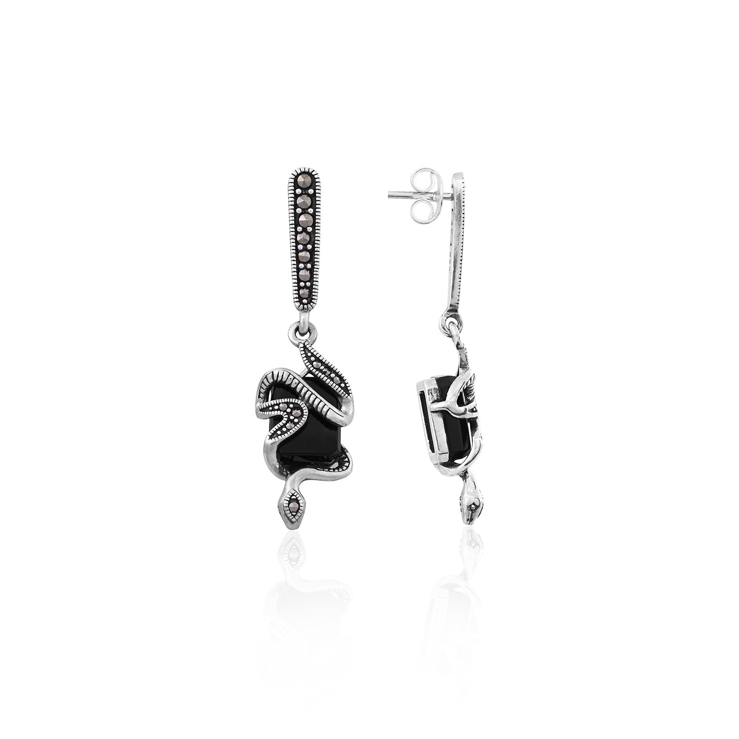 Silver Noir Serpent Drops for Her