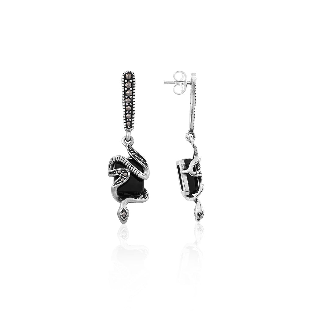 Silver Noir Serpent Drops for Her