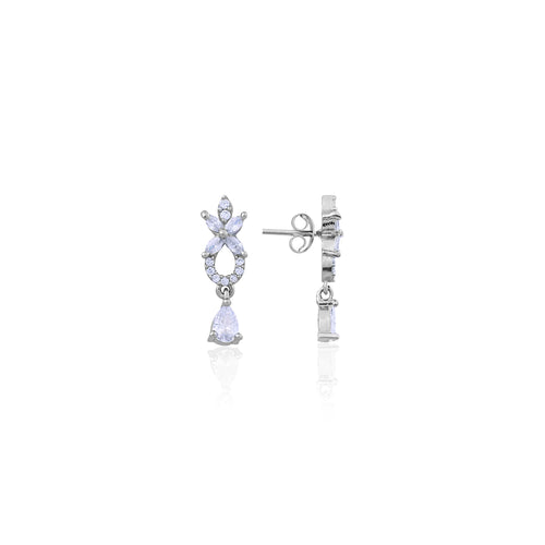 Silver Blossom Drop Earrings for Her
