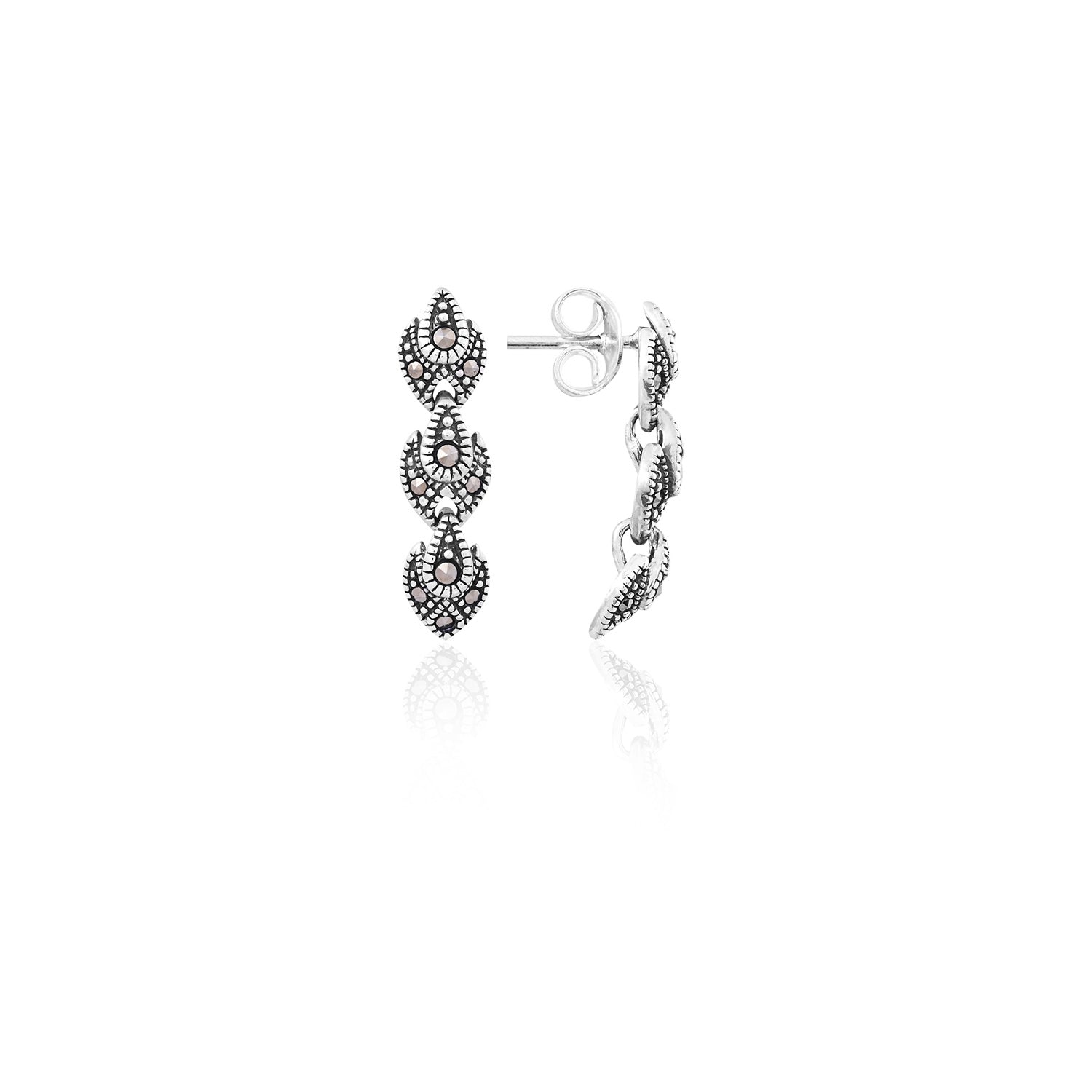 Silver Blossom Drop Earrings for Her