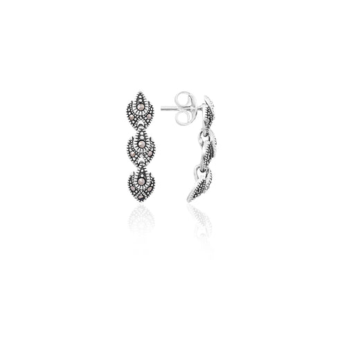 Silver Blossom Drop Earrings for Her