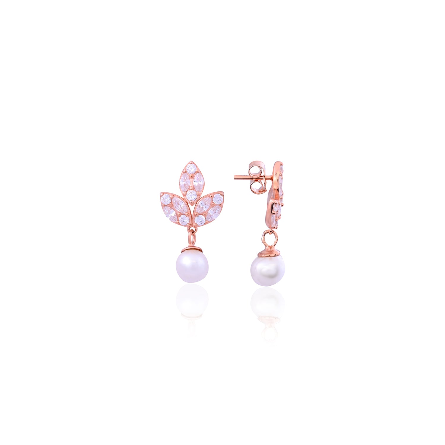 Silver Sparkling Petal Earrings