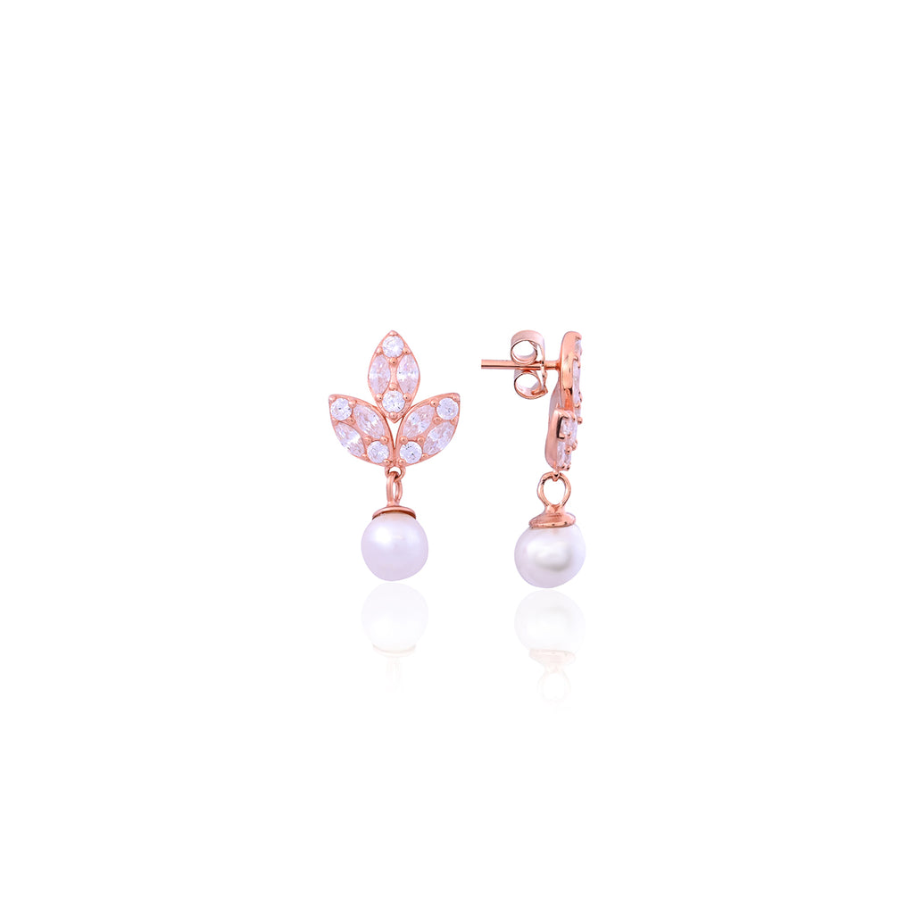 Silver Sparkling Petal Earrings