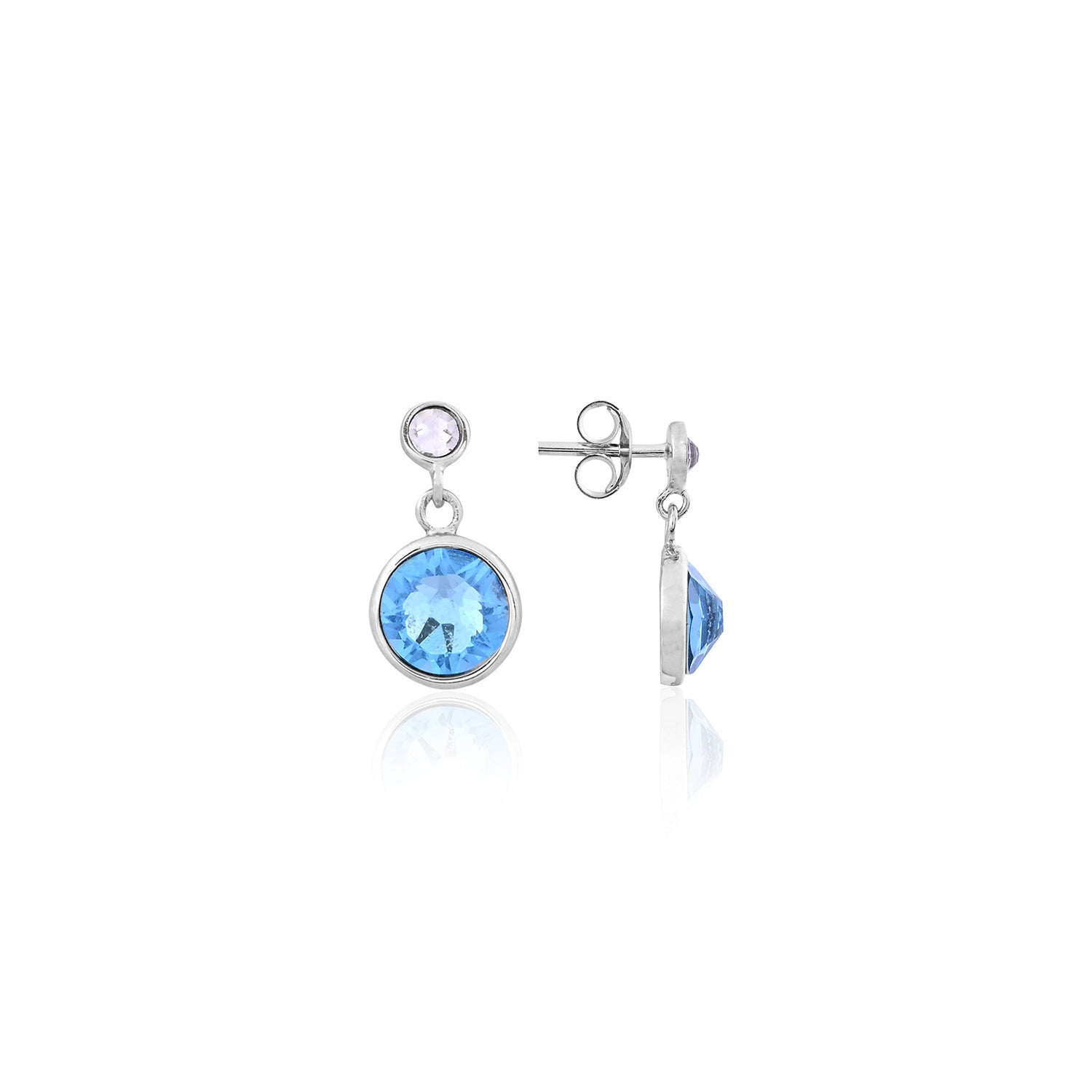 Silver Blue Round Drop Earring for Her - Flâneur Global® | FG | 925 Fine Silver Jewelry & Accessories 