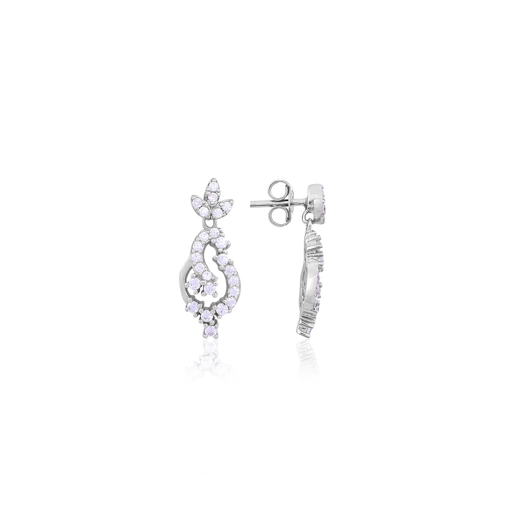 Silver Elegant Swirl Drop Earrings