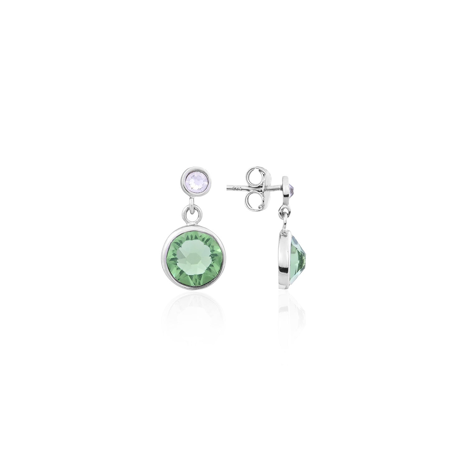 Silver Green Bezel-Set Drop Earrings for Her - Flâneur Global® | FG | 925 Fine Silver Jewelry & Accessories 