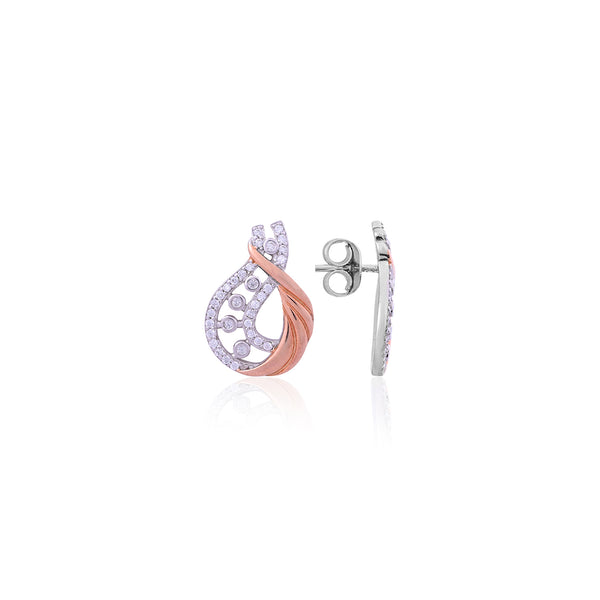 Silver Rose Gold Twisted Drop Earring for Her