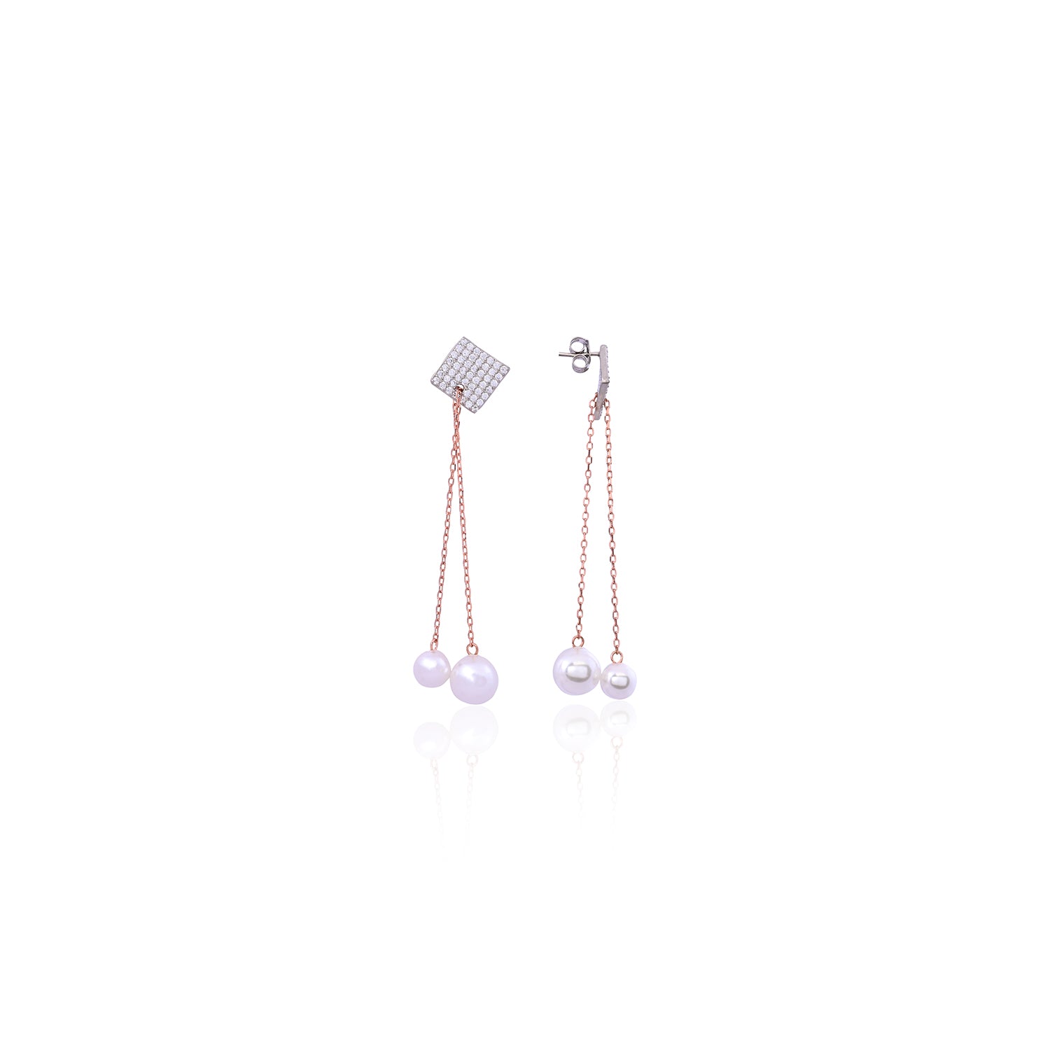 Silver Pearl Cascade Earrings