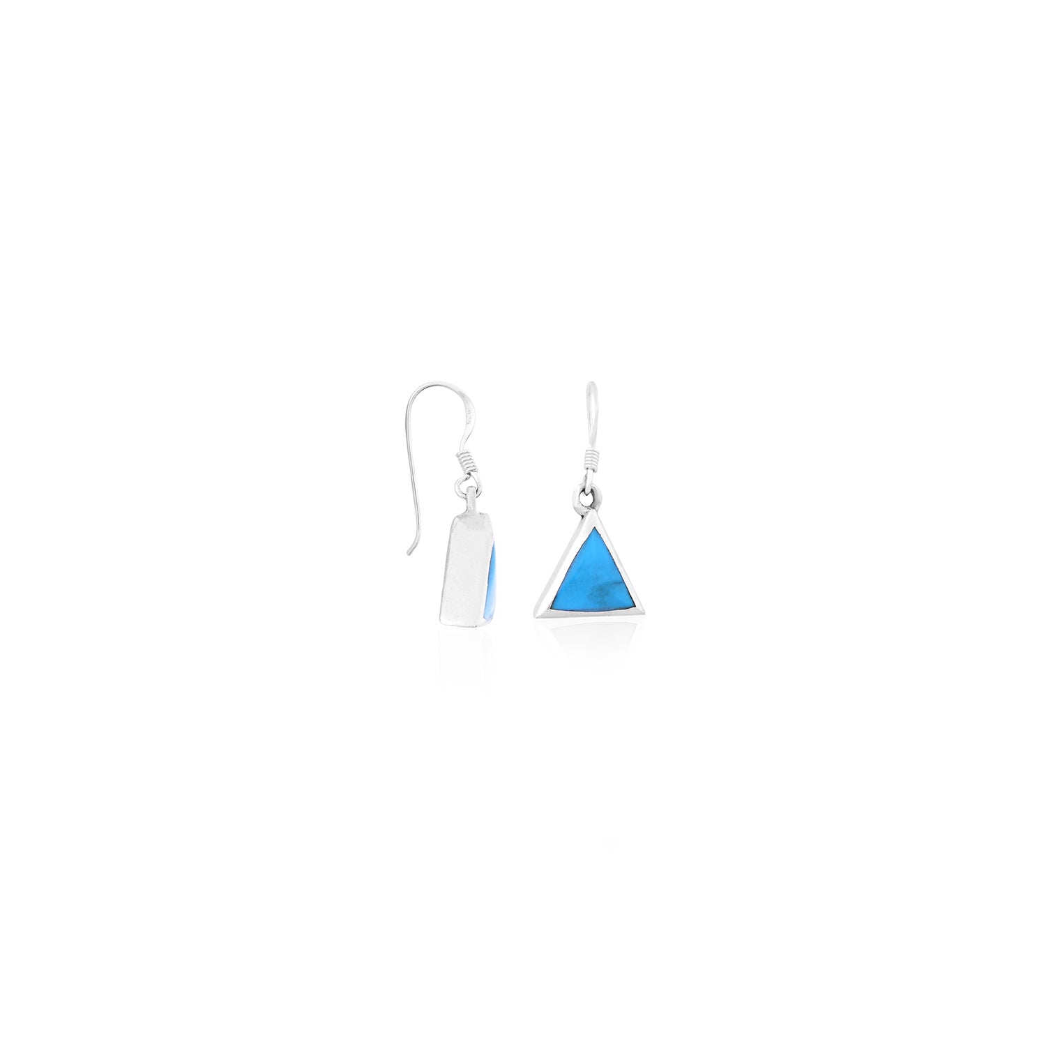 Silver Blue Triangle Earrings