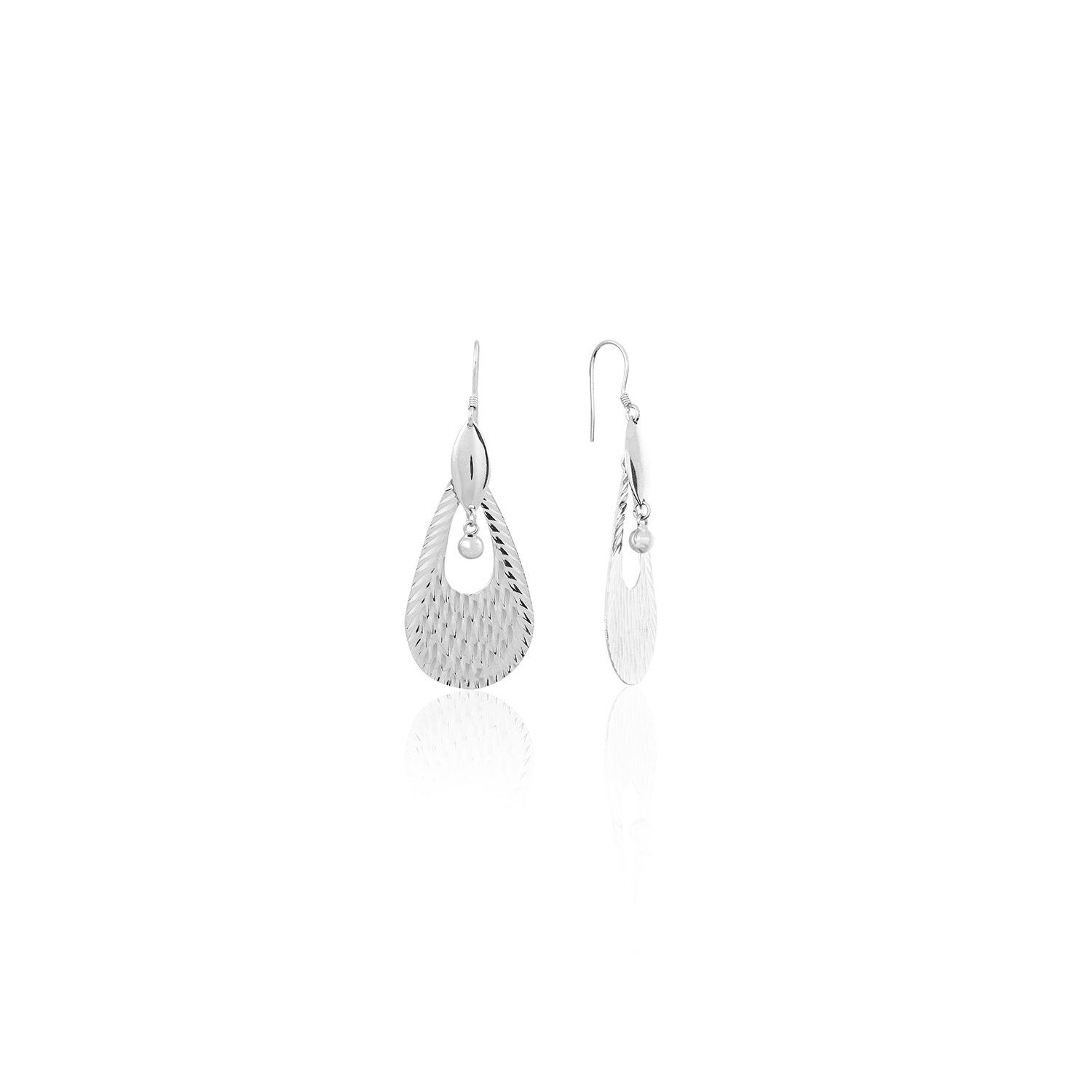 Silver Textured Teardrop Earrings for Her - Flâneur Global® | FG | 925 Fine Silver Jewelry & Accessories 