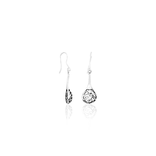 Silver Filigree Teardrop Dangle Earrings for Her