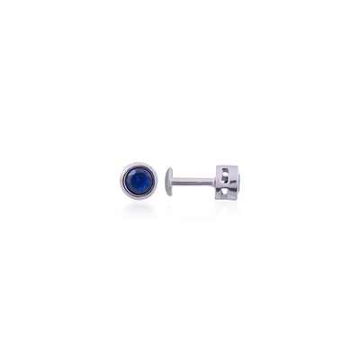 Silver Blue Round Solitaire Stud Earrings