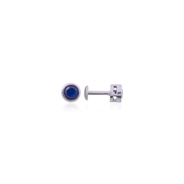 Silver Blue Round Solitaire Stud Earrings