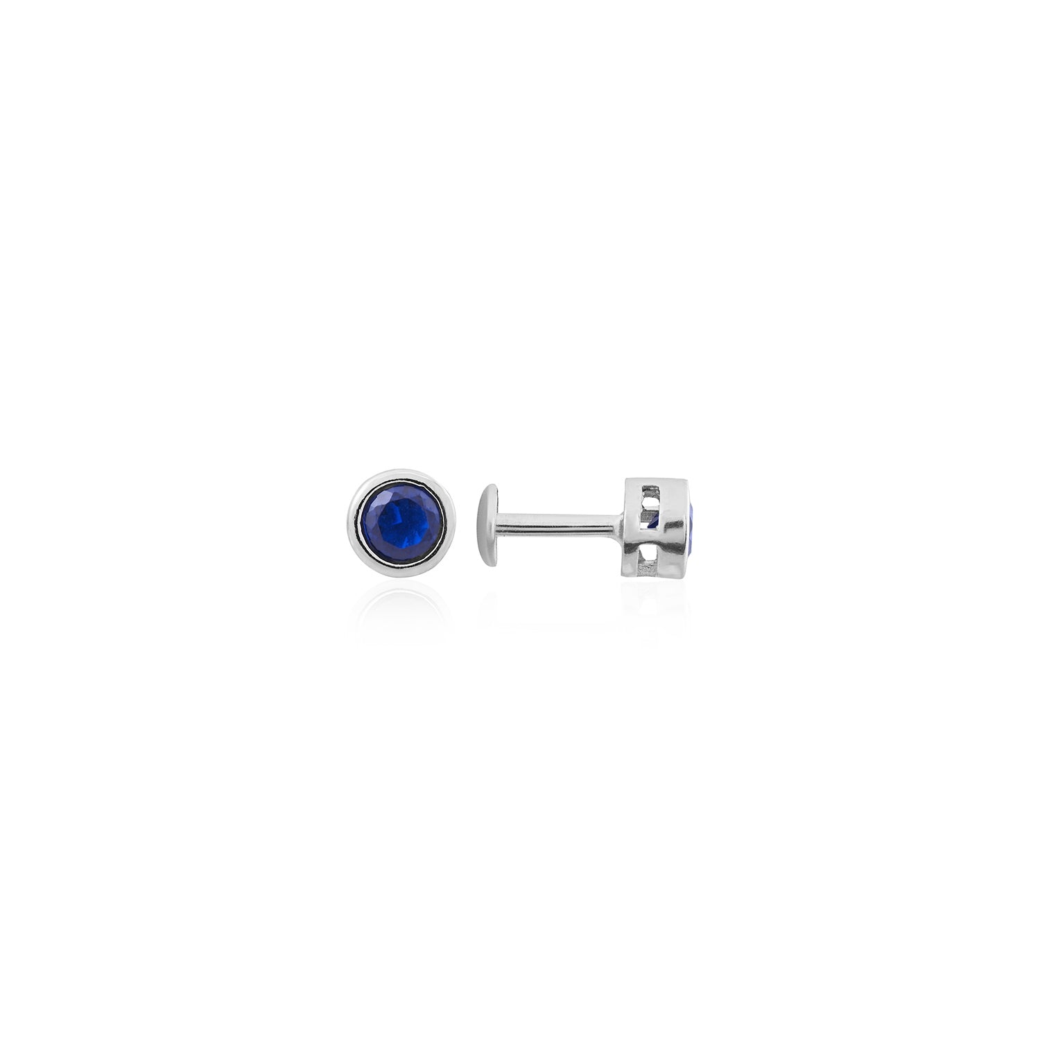 Classic Blue Sapphire Stud Earrings in Silver Bezel - Flâneur Global® | FG | 925 Fine Silver Jewelry & Accessories 