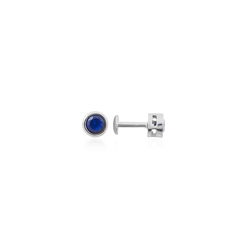 Classic Blue Sapphire Stud Earrings in Silver Bezel