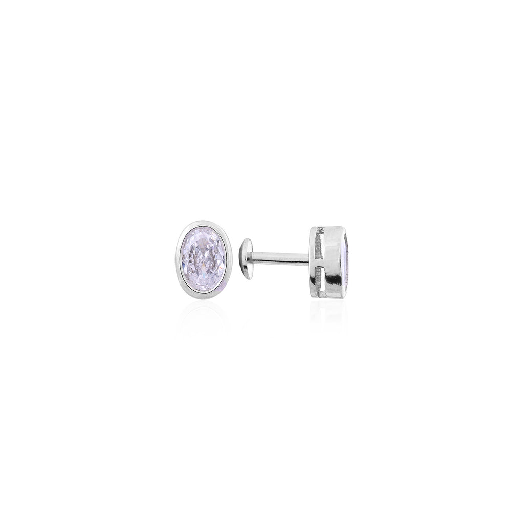 Elegant Oval White CZ Stud Earrings
