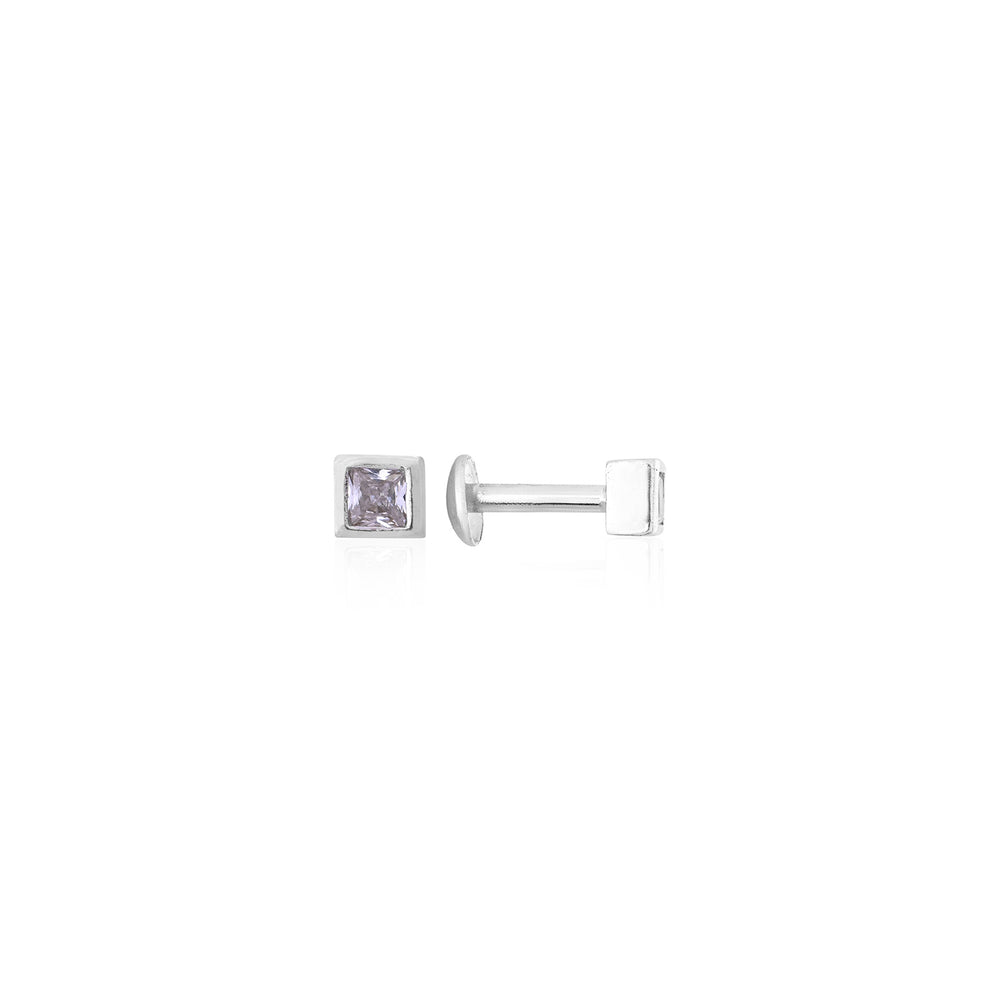 Silver Square-Cut Stud Earrings