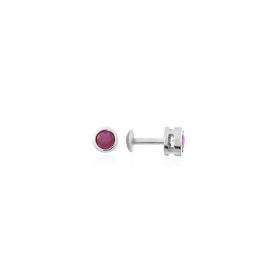 Silver Bezel-Set Round Red CZ Stud Earrings