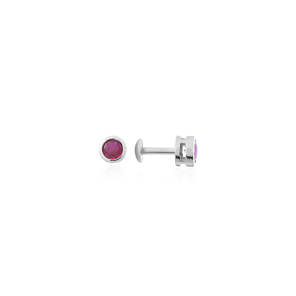 Silver Bezel-Set Round Red CZ Stud Earrings
