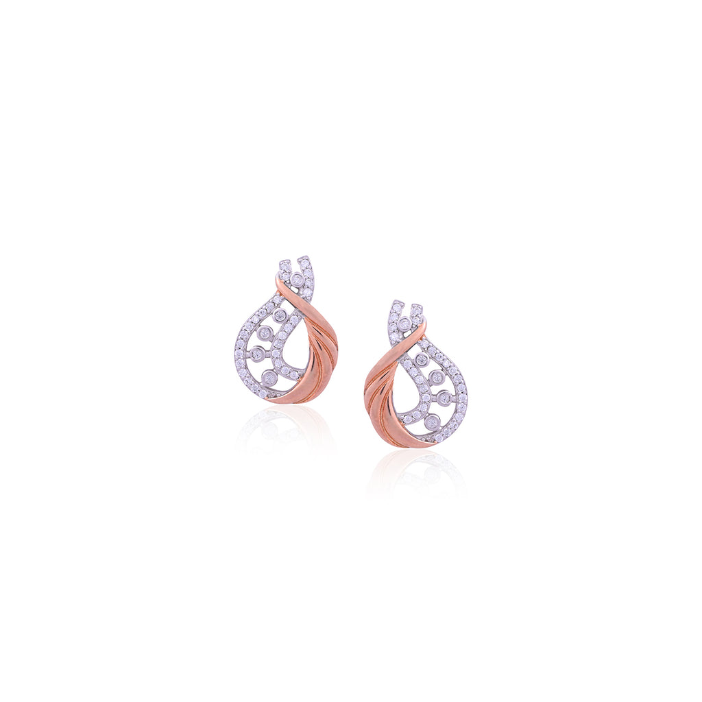 Silver Rose Gold Twisted Drop Earring for Her