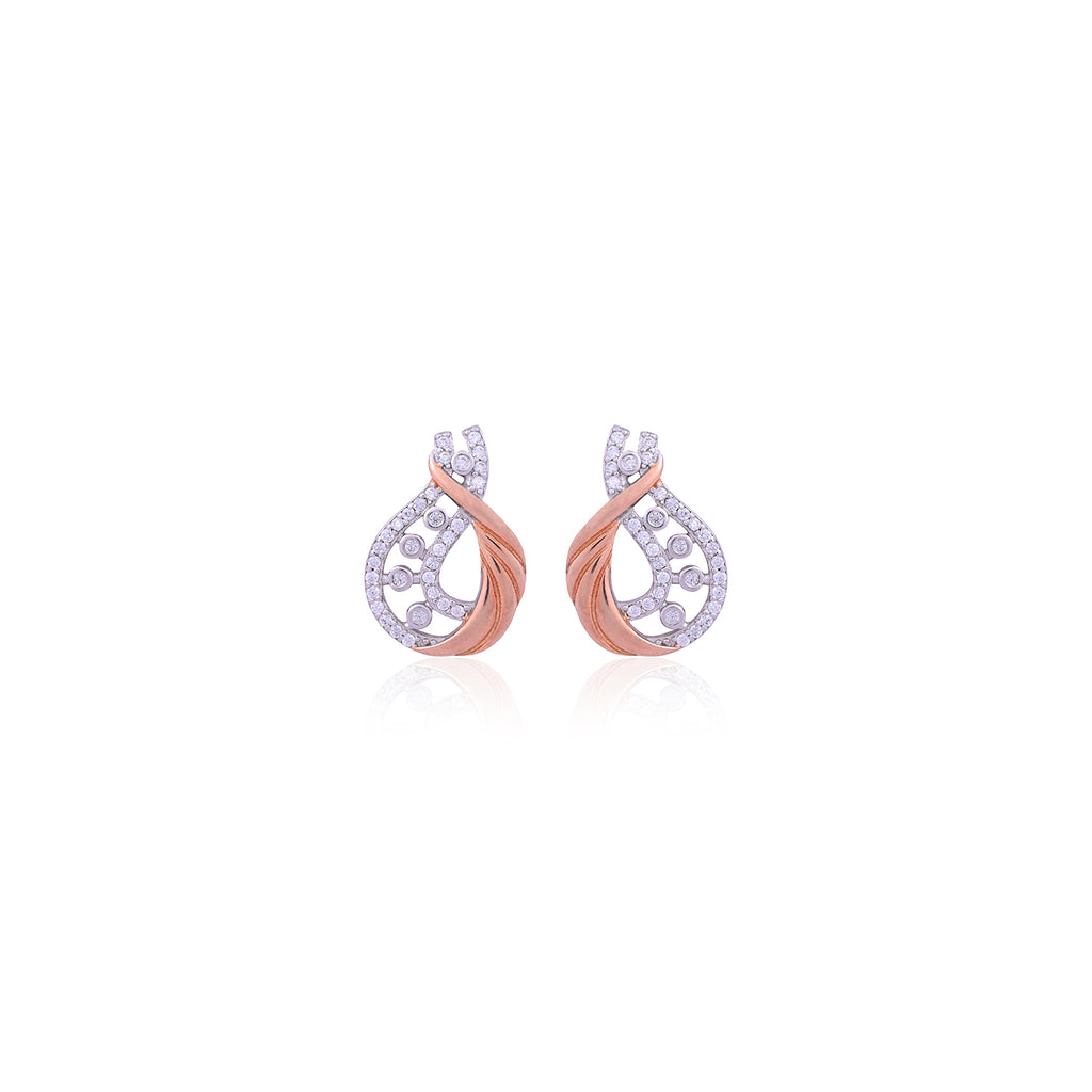 Silver Rose Gold Twisted Drop Earring for Her