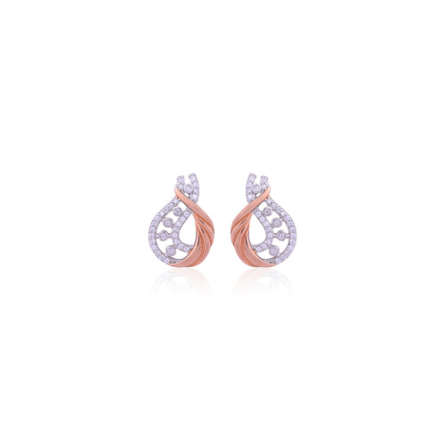 Silver Rose Gold Twisted Drop Earring for Her