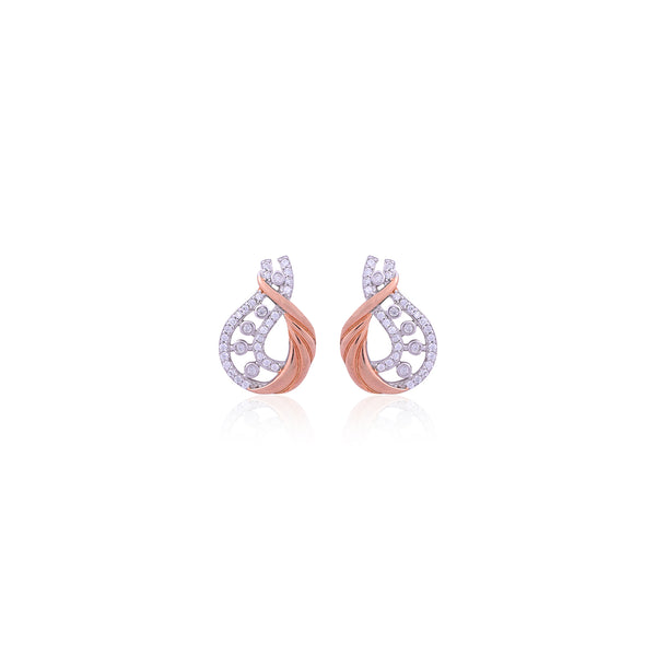 Silver Rose Gold Twisted Drop Earring for Her