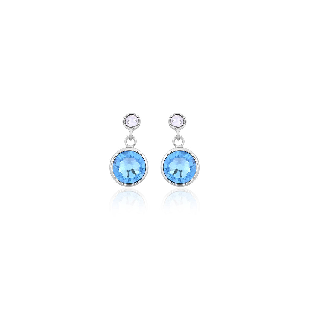Silver Blue Round Drop Earring for Her