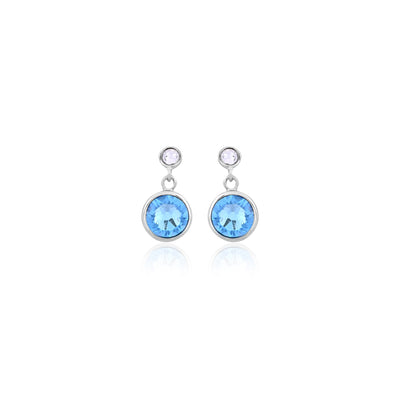 Silver Blue Round Drop Earring for Her