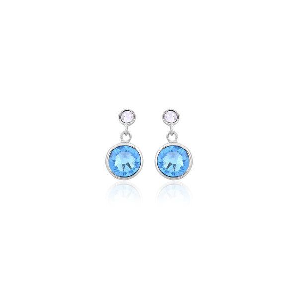 Silver Blue Round Drop Earring for Her