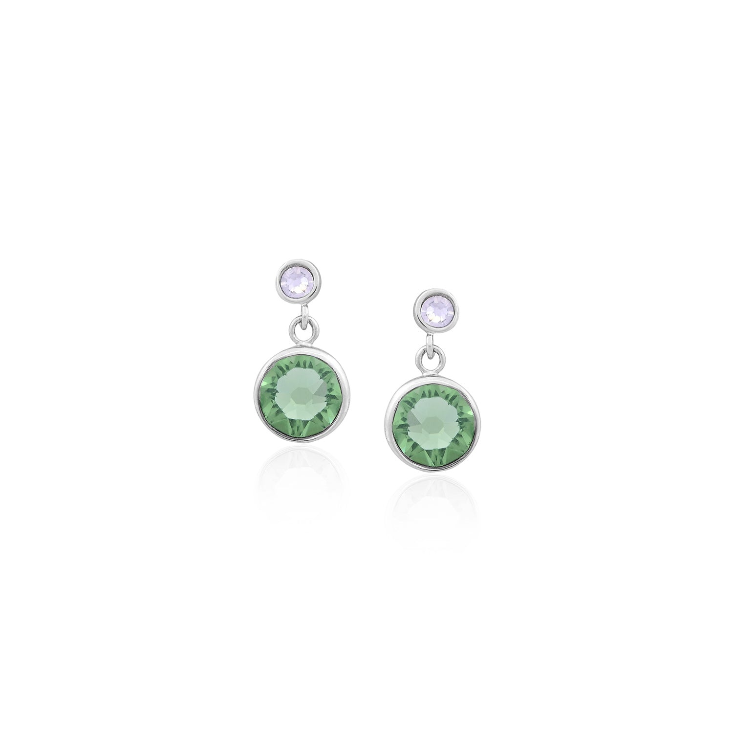 Silver Green Bezel-Set Drop Earrings for Her - Flâneur Global® | FG | 925 Fine Silver Jewelry & Accessories 