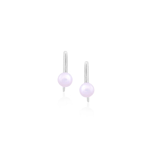 Silver Pink Pearl Drop Earrings