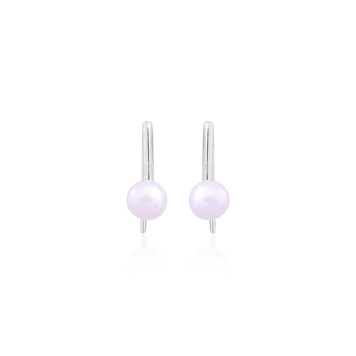 Silver Pink Pearl Drop Earrings