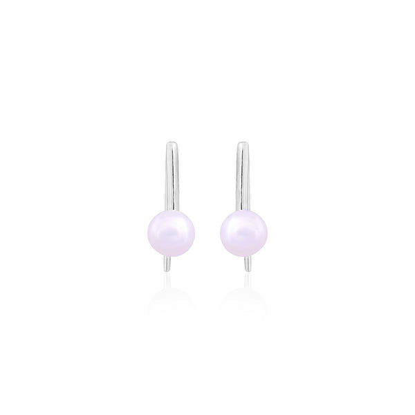Silver Pink Pearl Drop Earrings