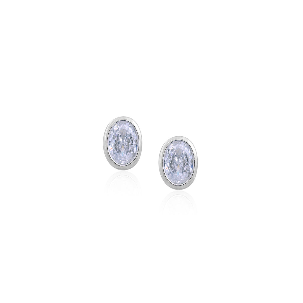 Elegant Oval White CZ Stud Earrings