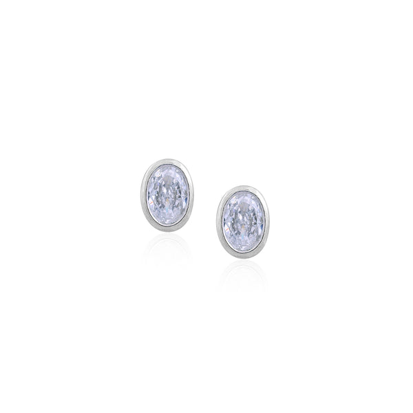 Elegant Oval White CZ Stud Earrings