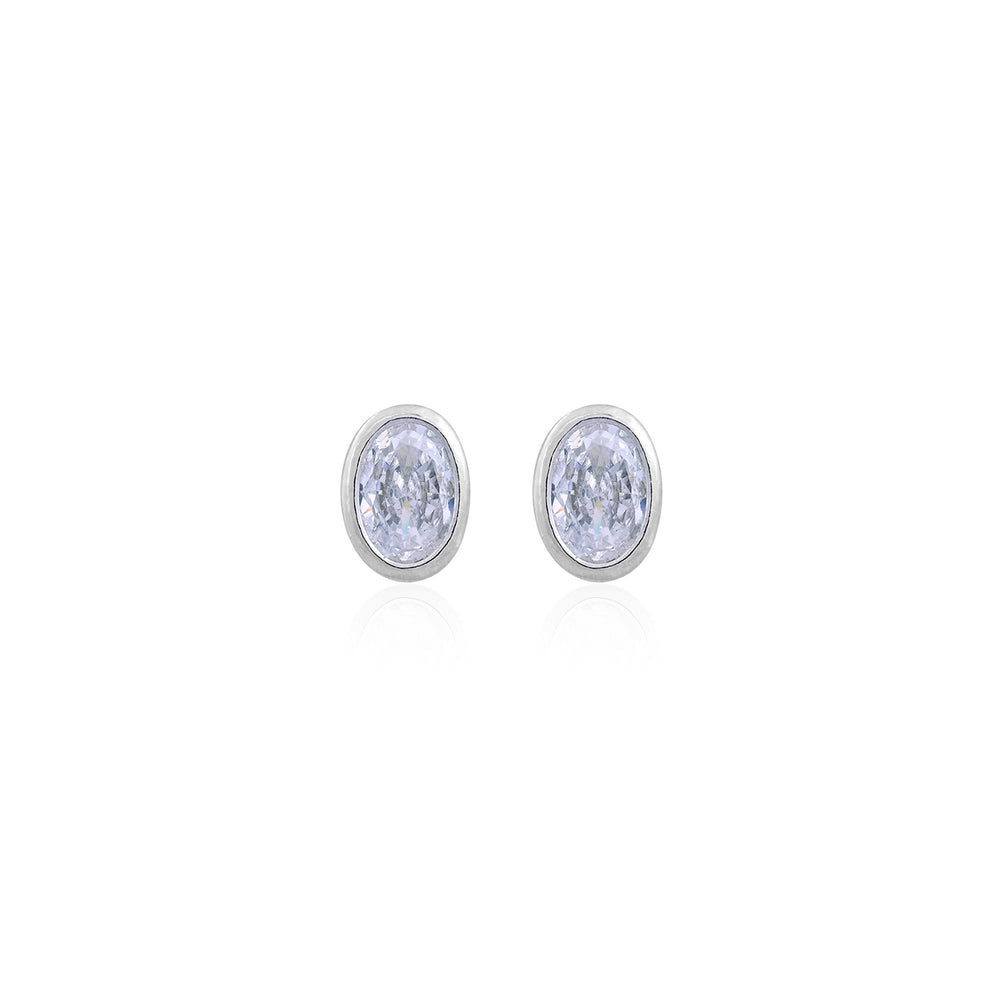 Elegant Oval White CZ Stud Earrings