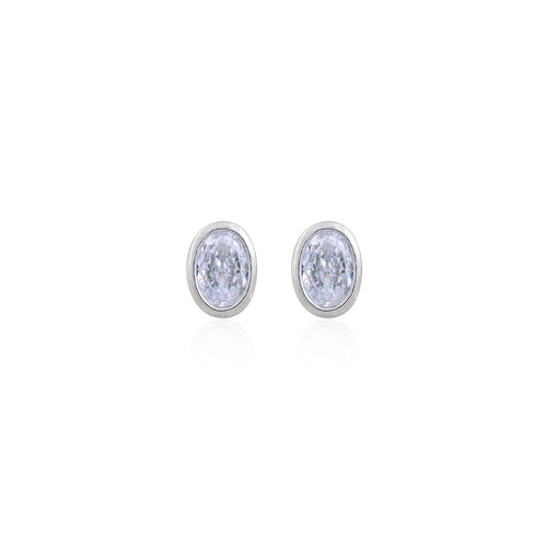 Elegant Oval White CZ Stud Earrings