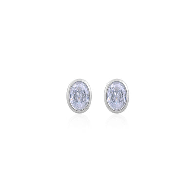 Elegant Oval White CZ Stud Earrings
