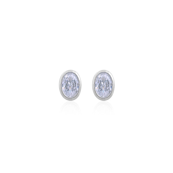 Elegant Oval White CZ Stud Earrings