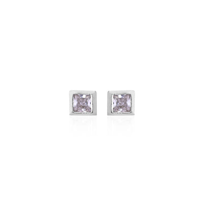 Silver Square-Cut Stud Earrings